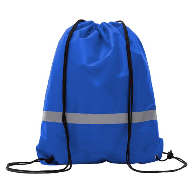 travelXOXO Drawstring Bag With Reflective Tape-Blue