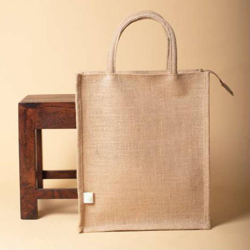 Oblique Oak Zippered - Jute Bag