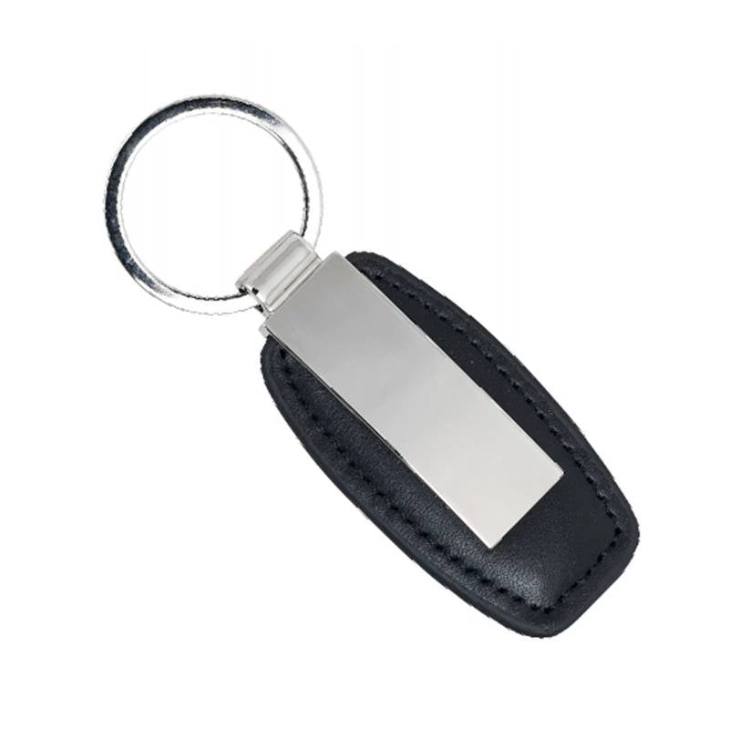 Black Leather Engravable Key Ring - Black