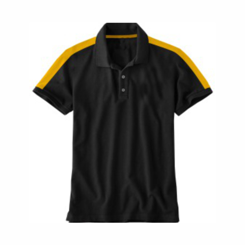 OMG Endurance Unisex In & Out Pattern Polo T-Shirt I - Black With Yellow