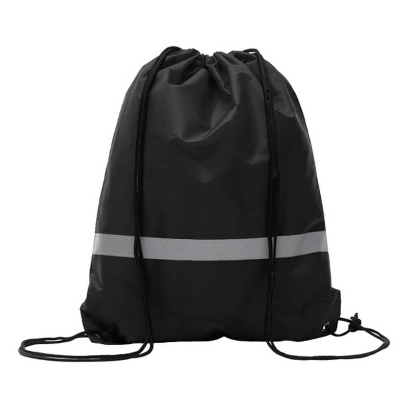 travelXOXO Drawstring Bag With Reflective Tape-Black