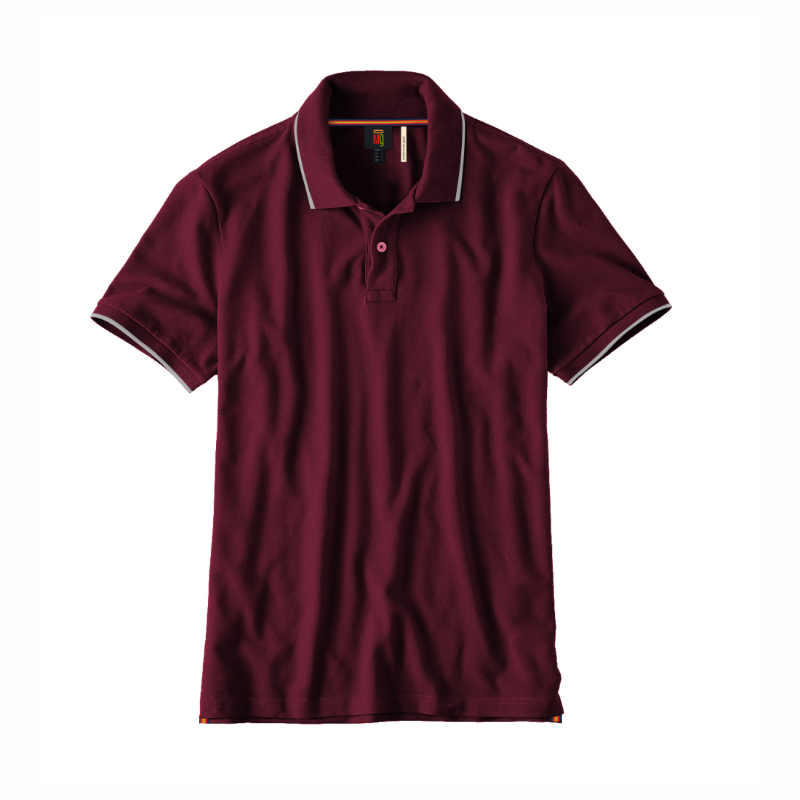 OMG Endurance Men's Tipping Polo T-Shirt - Maroon With White