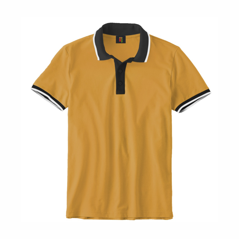 OMG Unisex Pattern 3 Color Polo T-Shirt - Yellow With Black