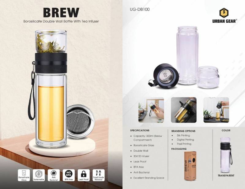 BoroSilicate Double Wall Bottle With Tea Infuser