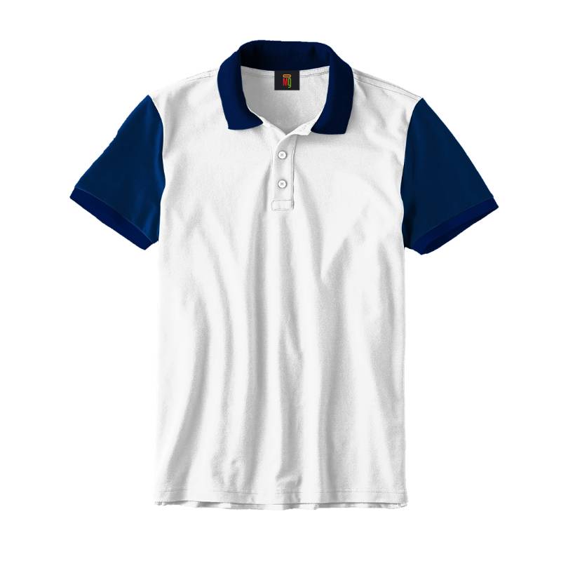 OMG Endurance Unisex Pattern Polo T-Shirt III - White With Navy Blue