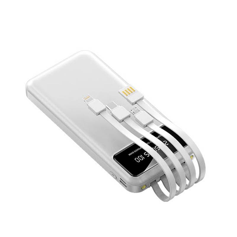 Urban Gear Power 10 Display 4 in 1 Powerbank With Mobile Stand & Built In Cables - White