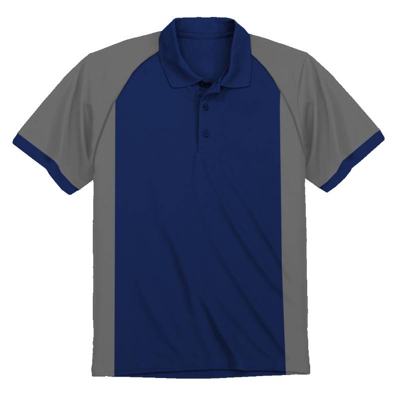 OMG Endurance Unisex In & Out Pattern Polo T-Shirt - II - Navy Blue With Grey