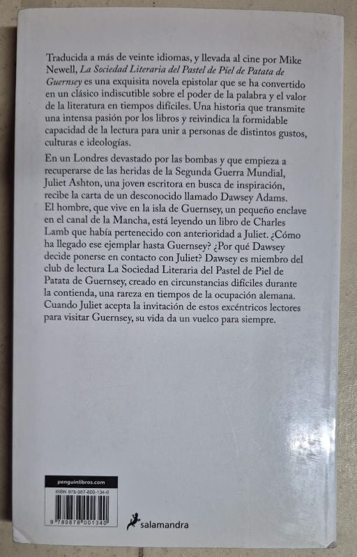 La sociedad literaria del pastel de piel de patata de Guernsey