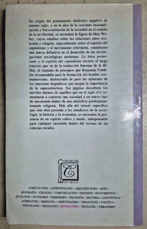 La ética protestante y el espíritu del capitalismo