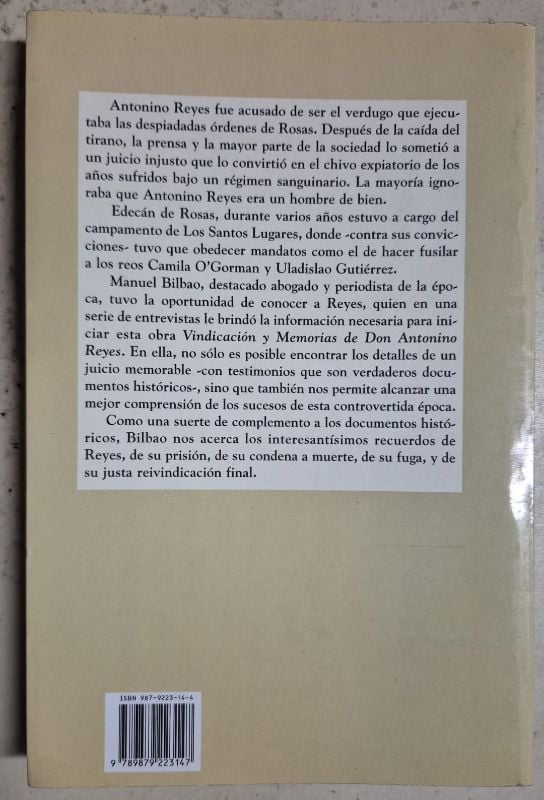 Vindicación y memorias de Don Antonino Reyes