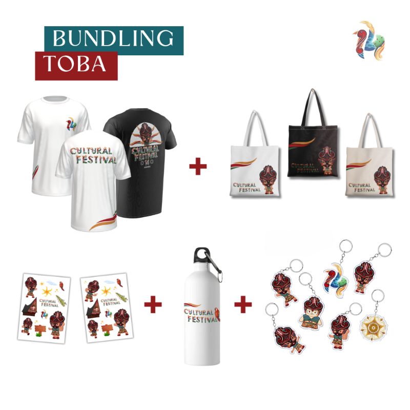 Bundling Toba – Komplit (Kaos + Totebag + Tumbler + Gantungan Kunci + 2 Sticker)