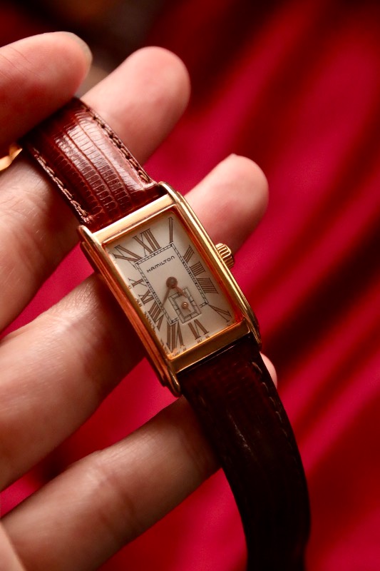 RARE Hamilton Ardmore Model, 6268 Gold Bezel Rectangular Quartz Vintage Watch