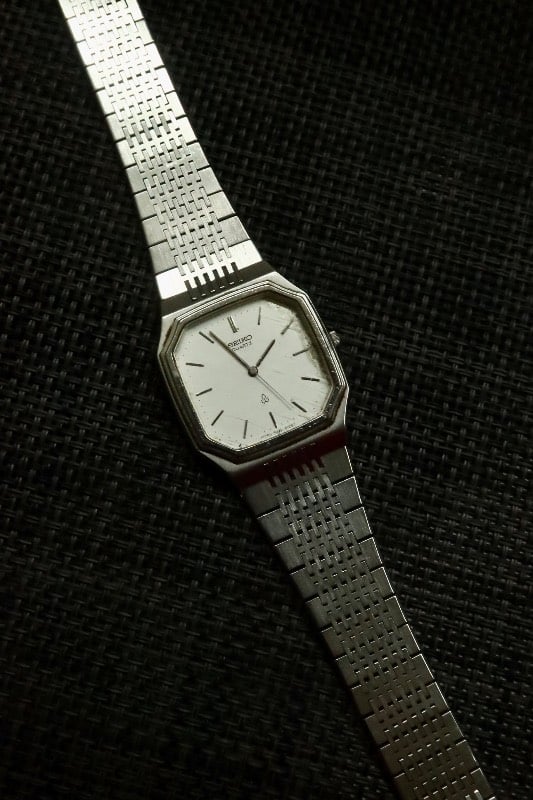 Seiko Emblem Tank In White Quartz Watch