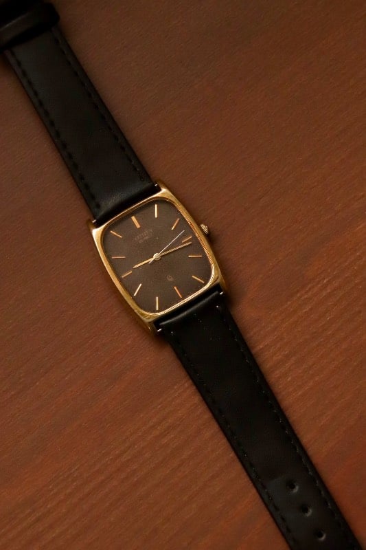 Citizen Black Dial Gold Case Tank