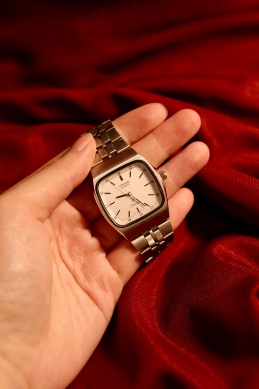 Seiko SilverWave TV Shaped White Quartz Vintage Watch