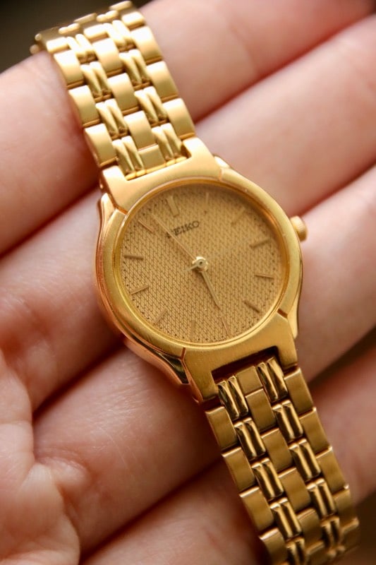 Seiko Gold-Tone Textured Dial Bracelet Watch