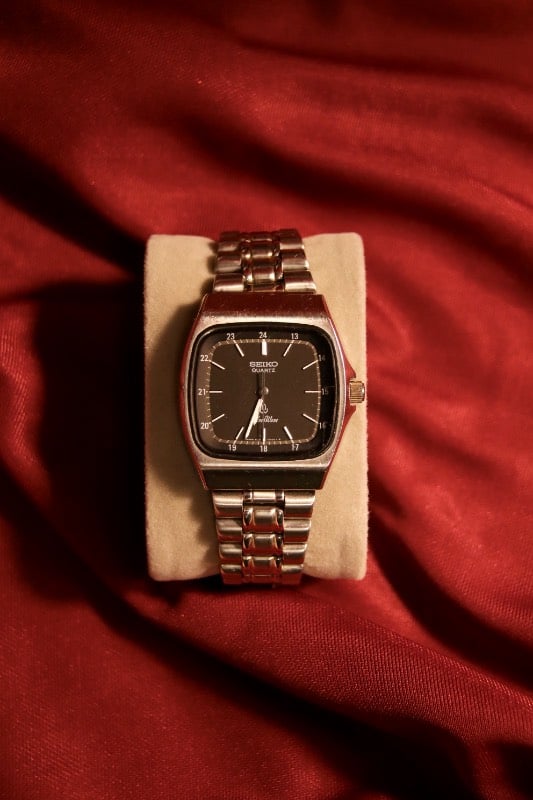 Seiko SilverWave 7546-5090 Black TV Shaped Vintage Quartz Watch