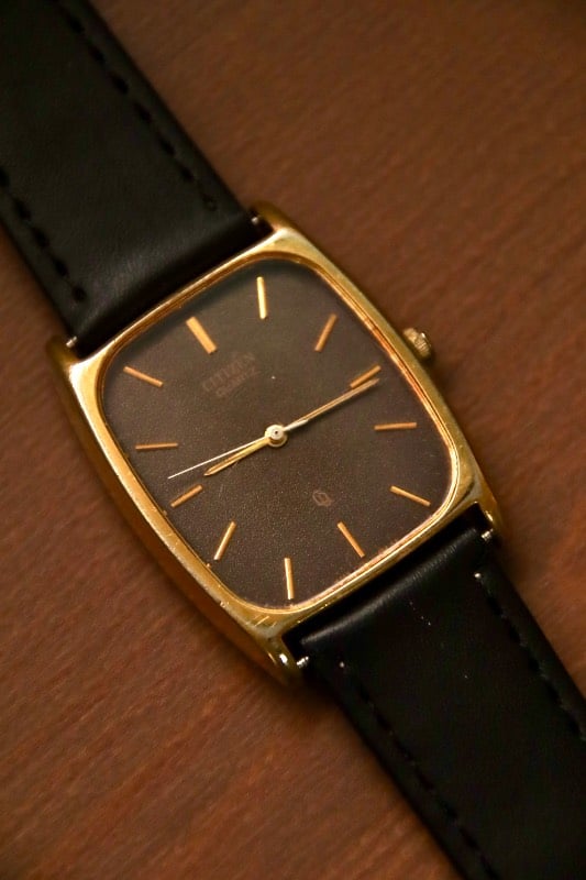 Citizen Black Dial Gold Case Tank