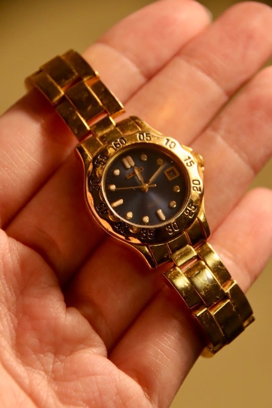 Seiko SQ50 Vintage Gold-Tone Diver Style Quartz Watch