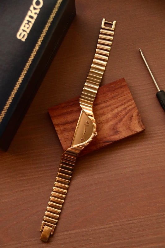 RARE Seiko Half Moon Vintage Watch - Gold with Gold Dial