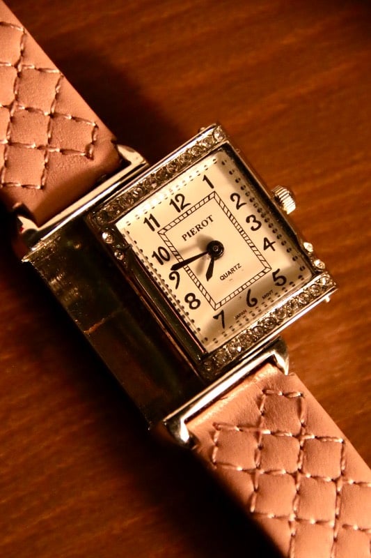 Pierot by Jean Pierre Vintage Rhinestone Square Quartz Watch