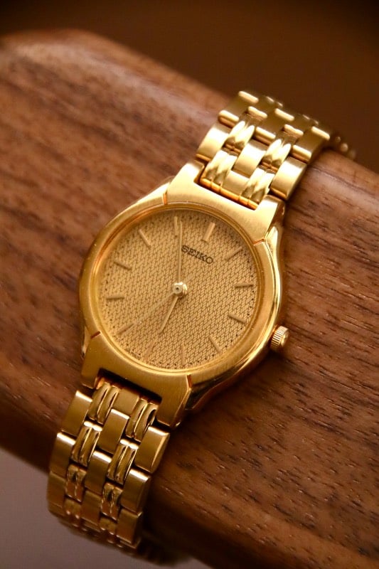Seiko Gold-Tone Textured Dial Bracelet Watch