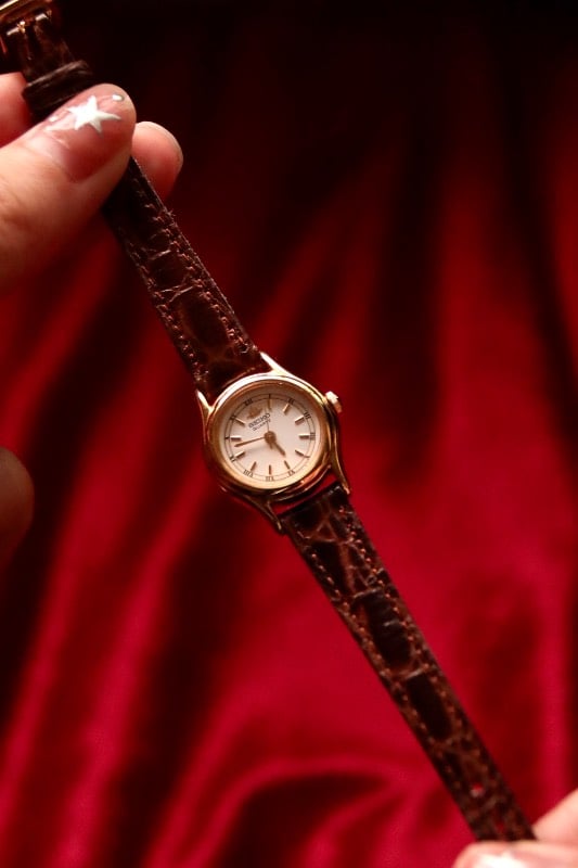 Seiko Galaxy Petite Round Vintage Watch In White and Gold