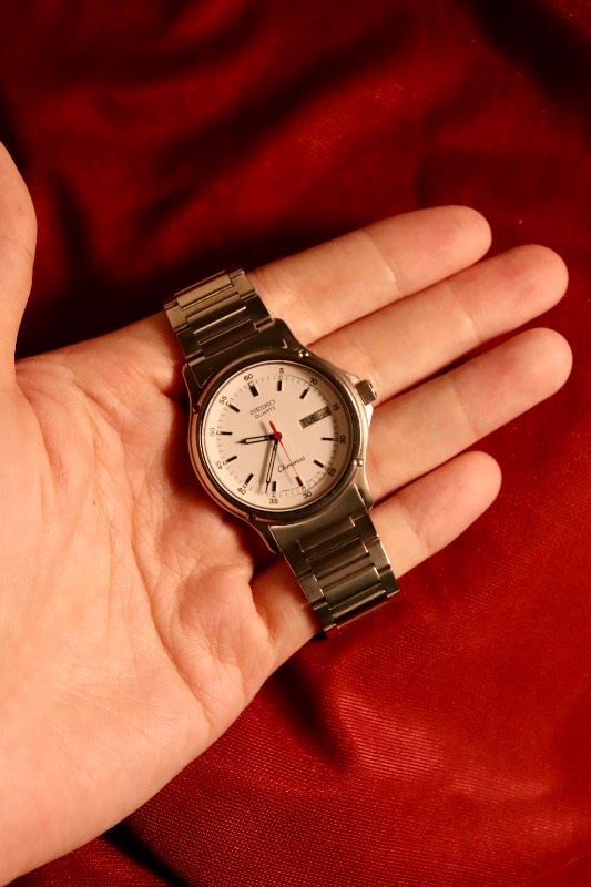 Seiko Chronos White Dial Quartz 7433-7030 Men's Vintage Watch