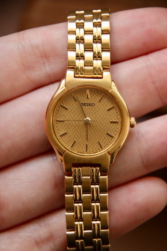 Seiko Gold-Tone Textured Dial Bracelet Watch