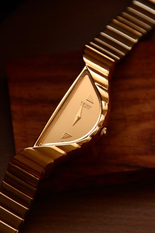 RARE Seiko Half Moon Vintage Watch  - Gold with Gold Dial