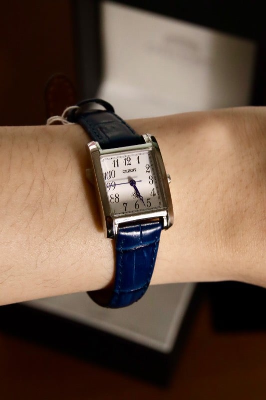 Orient Ladies' Tank Watch In Dark Blue