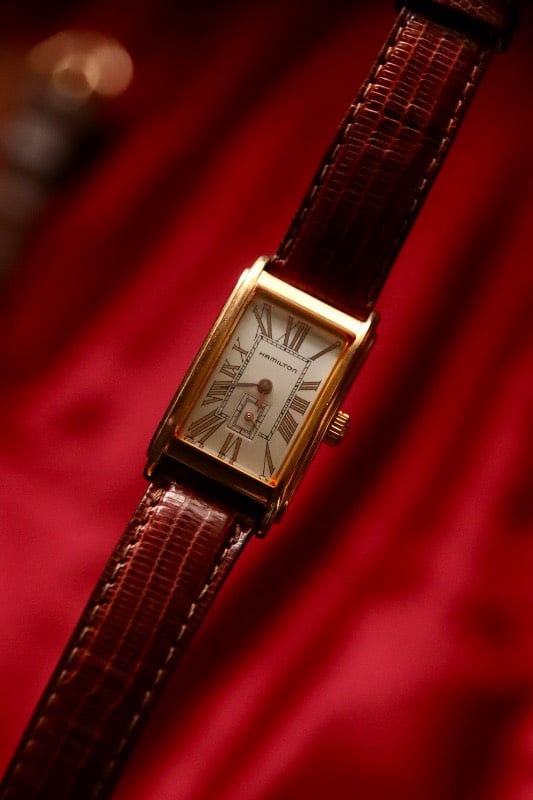 RARE Hamilton Ardmore Model, 6268 Gold Bezel Rectangular Quartz Vintage Watch