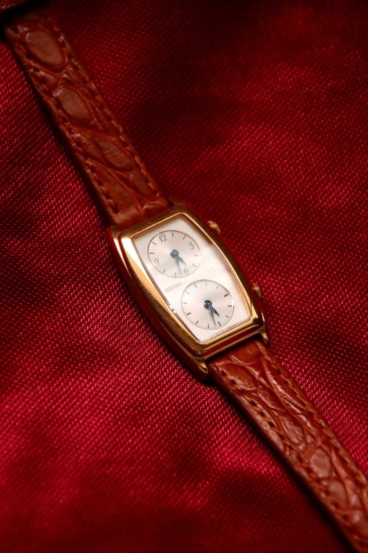RARE Seiko Noie Dual Time 1E20-3A00 Vintage Watch in Gold