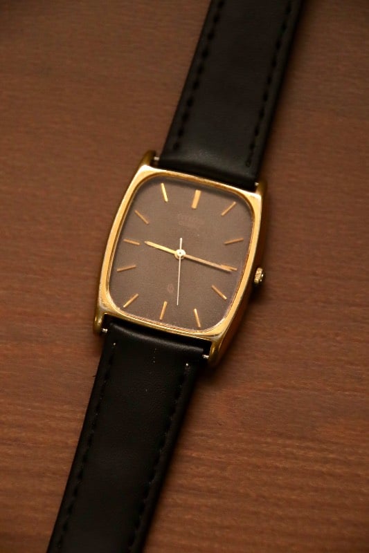 Citizen Black Dial Gold Case Tank