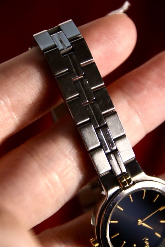 YSL Dual Tone Black Dial Quartz Vintage Watch