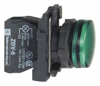 Indicator Lamp w/ Pilot Light - Green - Ø22 - 220 VAC