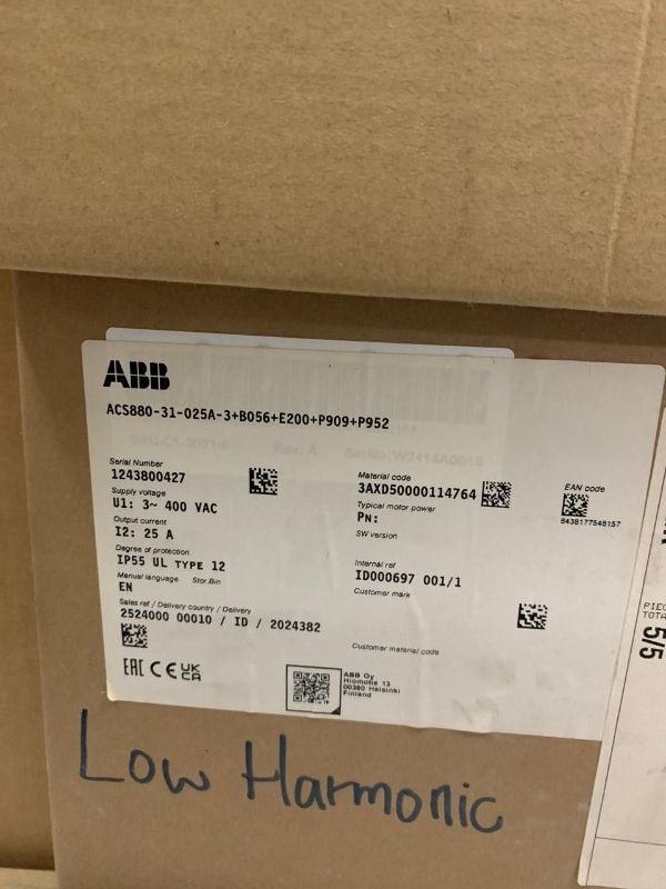 VSD Inverter - Ultra Low Harmonic - 380 VAC / 11 kW (PN) - 7,5 kW (PHD)