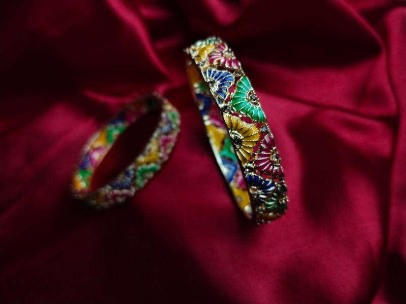 Zyrah-Set of two colorful meenakari bangles