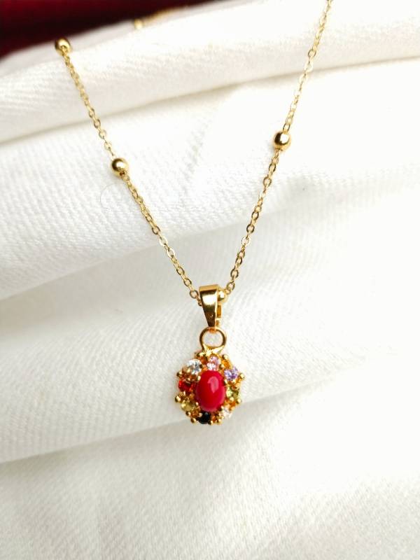 Navira - 9 stone pendant with chain(22 inch)