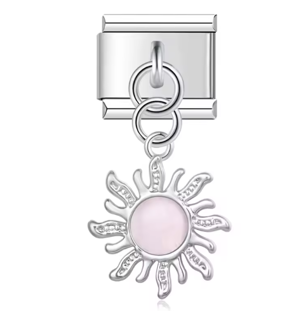 CHARM SOL PLATEADO ROSA