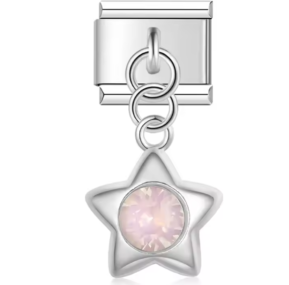 CHARM ESTRELLA PLATEADA ROSA