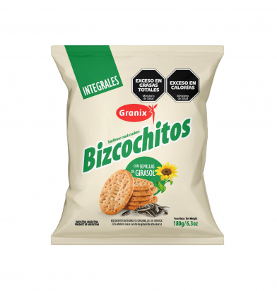 BIZCOCHITOS INTEGRALES CON SEMILLAS GIRASOL 12 x 180 g