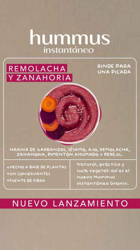 HUMMUS CON REMOLACHA Y ZANAHORIA  12 x 100 g