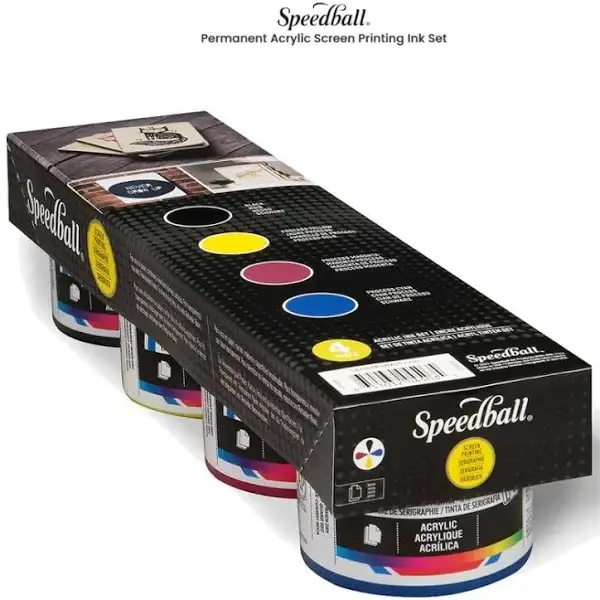 Acrylic Screen Printing Ink Set, Yellow, Magenta, Cyan, Black