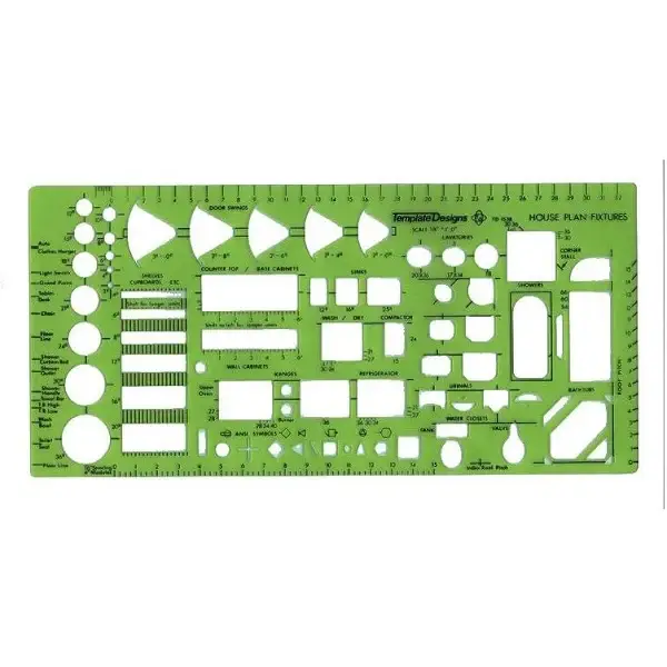 House Plan Fixture Inking Template, 4" Scale