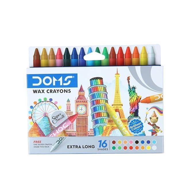DOMS Jumbo Wax Cryons - Extra Long 12+1 Shades