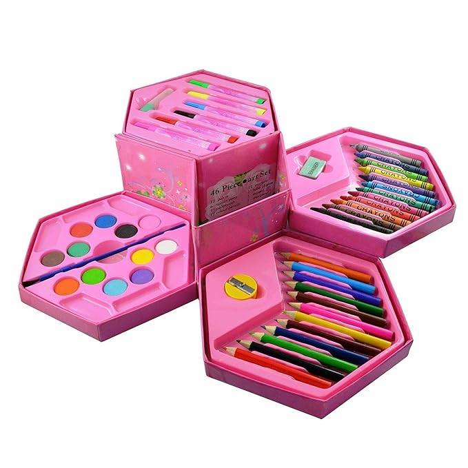 Colors Box Color Pencil,Crayons, Water Color, Sketch Pens Set of 46 Pieces