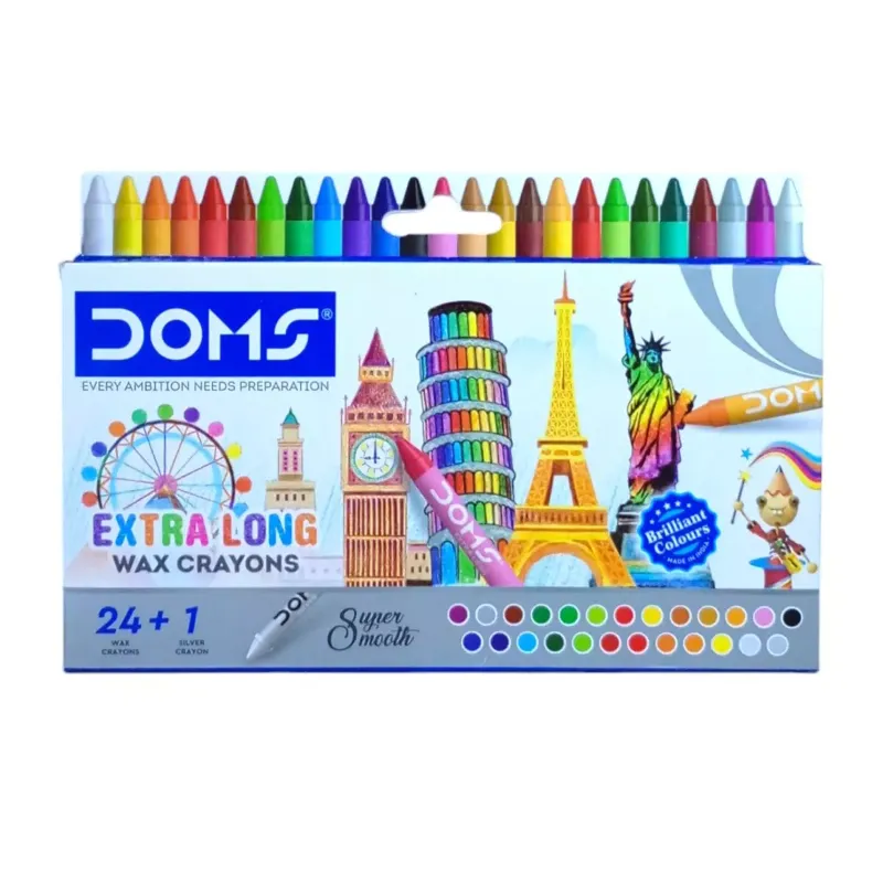 DOMS Jumbo Wax Cryons - Extra Long 24+1 Shades