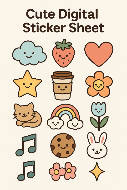 Cute Digital Sticker Sheet
