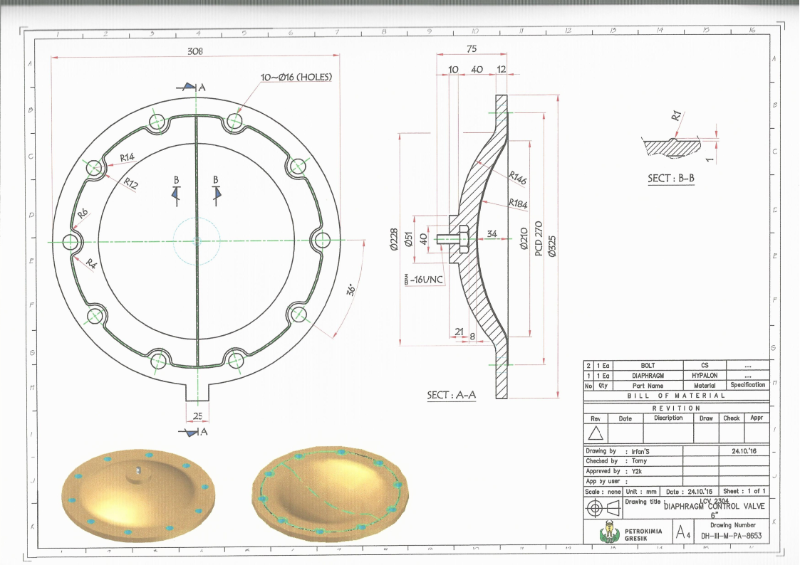 Membran Control Valve 6 Inch 10 Hole